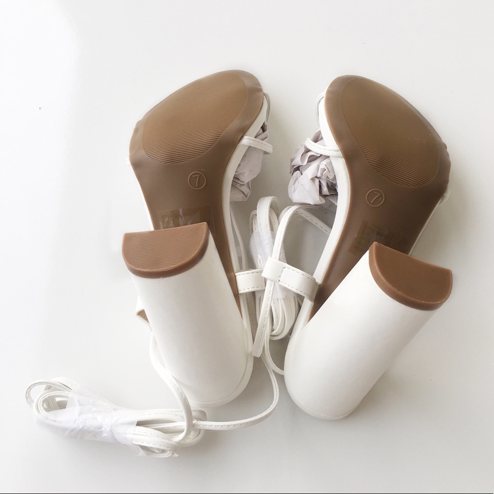 NEW Lulus Marc White Lace Up Heels - Picture 11 of 11